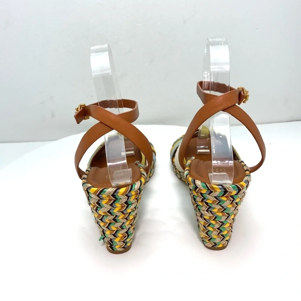 Tory Burch Multicolored Wedge Espadrilles in Yellow Tan